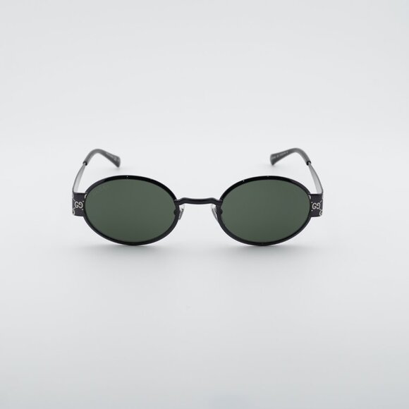 Gucci GG1854S 001 Sunglasses Ruthenium with GG Pattern Oval Frame, Grey Lenses - Picture 7 of 10